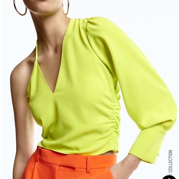 Zara Tops Zara Ruched Asymmetric Top Poshmark
